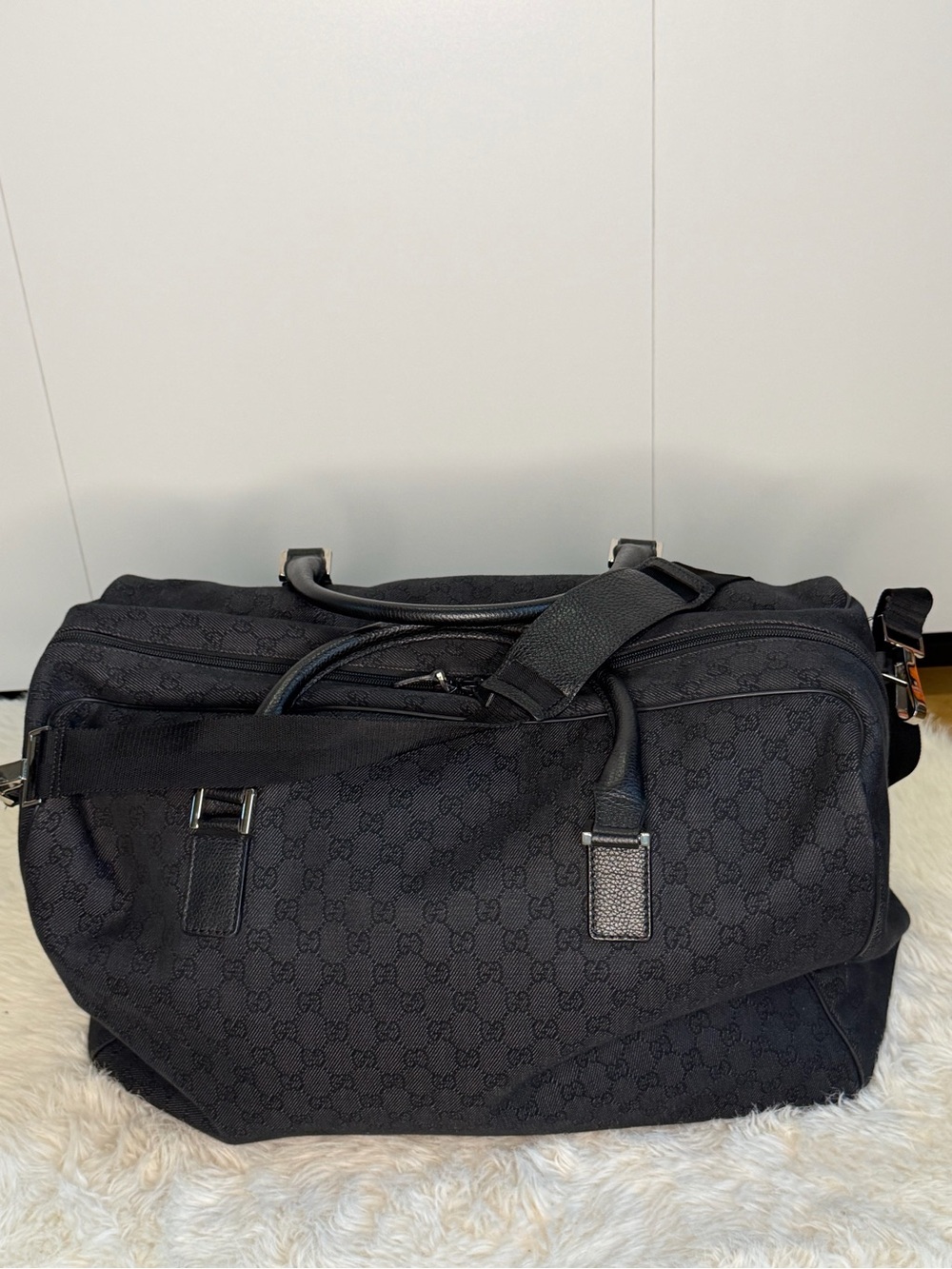 Gucci Black Monogram Travel Duffel with Detachable Strap - Picture 1 of 5